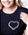 Tshirt Feminina Decote Redondo Preta Coração - Imagem 1