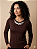 Blusa Feminina Manga Longa Marrom Ally - Imagem 1