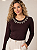 Blusa Feminina Manga Longa Marrom Diana - Imagem 1