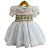 Vestido Infantil de Luxo Organza de Seda Pura Branca Gola Jabour - Isabel - Imagem 1