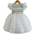 Vestido Infantil de Luxo Organza de Seda Pura Branca Gola Jabour bordado azul - Isabel - Imagem 1