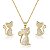 Conjunto de Colar e Brincos Gatinhos - Semijóias Banhadas em Ouro 18K - Imagem 1