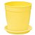 Vaso Cachepot Redondo Aquarela Pequeno 1,5 sem Prato Amarelo - Imagem 1