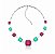 CHOKER / COLAR  MIX QUADRADOS FUSION RÓDIO BRANCO - RUBELITE C/ TURM. VERDE - Imagem 1