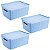 Conjunto 3 Caixas Organizadoras Rattan 35 Litros com Tampa Azul Claro - Imagem 1