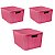 Caixa Organizadora Grande com Tampa Rosa Pink Rattan Kit 3 peças 40 Litros - Imagem 1