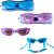 Óculos de Mergulho Natação Piscina com protetores de ouvido e Estojo Azul e Rosa - Imagem 1