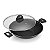 Panela Frigideira Wok Antiaderente Não gruda Com Tampa de Vidro Yakissoba 30Cm Preta - Imagem 2