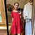 Vestido Linho Decote Quadrado Curto Vermelho Morango - Imagem 2