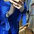 Vestido Linho Decote Quadrado M/L Laço Azul Bic - Imagem 3