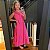 Vestido Linho Cava Quadrada Rosa Chiclete - Imagem 2