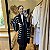 Cardigan Tricot Kimono Listras P&B - Imagem 1