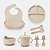 Kit Refeição 8 peças Alimentação do Bebê Silicone Talheres com Ventosa Canudo Babador Cata Migalha - Imagem 7