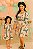 Kit Vestido Tal Mãe Tal Filha Floral Bege com Estampa Geométrica - Imagem 1