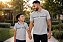 KIT CAMISETA PAI E FILHO POLO LISTA CINZA - Imagem 1