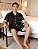 Pijama Masculino Americano Curto Preto Animal Print com Botões - Imagem 3