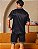 Pijama Masculino Americano Curto Preto com Detalhes Geométricos - Imagem 2