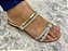 Rasteirinha Feminina Com Strass Luxo Sandália Casual Com Brilho Ouro no Atacado - Imagem 2