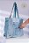 Bolsa Tote Patch Azul Claro com Vivo Branco (Upcycling) - Imagem 3