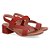 Sandália Salto Baixo Bloco Couro Tira Elástica - Terracota - Usaflex - Imagem 1