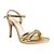 Sandália Feminina Salto Alto Fino com Strass - Dourada - Bebecê - Imagem 1