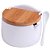 Saleiro de Mesa com Colher em Cerâmica com Tampa de Bambu Bianco - Lyor - Imagem 1