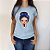 Camiseta Feminina T-Shirt Luxo Azul Claro com Acessórios Estampa Menina Lacinho - Imagem 3