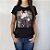 Camiseta Feminina T-Shirt Luxo Preta com Acessórios Estampa Motociclista - Imagem 6