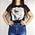 Camiseta Feminina T-Shirt Luxo Preta com Acessórios Estampa Bolsa Pérolas - Imagem 1
