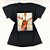 Camiseta Feminina T-Shirt Luxo Preta com Acessórios Estampa Mulher com Colar - Imagem 4