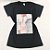 Camiseta Feminina T-Shirt Luxo Preta com Acessórios Estampa Tule Saia - Imagem 1