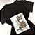 Camiseta Feminina T-Shirt Luxo Preta com Acessórios Estampa Gatinho Oncinha - Imagem 2
