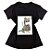 Camiseta Feminina T-Shirt Luxo Preta com Acessórios Estampa Gatinho Oncinha - Imagem 1