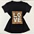 Camiseta Feminina T-Shirt Luxo Preta com Acessórios Estampa Love Oncinha - Imagem 3