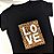 Camiseta Feminina T-Shirt Luxo Preta com Acessórios Estampa Love Oncinha - Imagem 1
