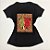 Camiseta Feminina T-Shirt Luxo Preta com Acessórios Estampa Onça Vermelha - Imagem 1