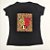 Camiseta Feminina T-Shirt Luxo Preta com Acessórios Estampa Onça Vermelha - Imagem 4