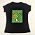 Camiseta Feminina T-Shirt Luxo Preta com Acessórios Estampa Onça Verde - Imagem 4
