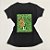Camiseta Feminina T-Shirt Luxo Preta com Acessórios Estampa Onça Verde - Imagem 1