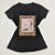 Camiseta Feminina T-Shirt Luxo Preta com Acessórios Estampa Scarpin Onça - Imagem 1