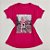 Camiseta Feminina T-Shirt Luxo Rosa Pink com Acessórios Estampa Mulher na Bicicleta - Imagem 1