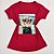 Camiseta Feminina T-Shirt Luxo Vermelha com Acessórios Estampa Cachorrinha com Óculos - Imagem 1
