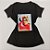 Camiseta Feminina T-Shirt Luxo Preta com Acessórios Estampa Cachorro na Bóia - Imagem 1