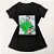 Camiseta Feminina T-Shirt Luxo Preta com Acessórios Estampa Bolsa Verde - Imagem 2
