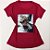 Camiseta Feminina T-Shirt Luxo Marsala com Acessórios Estampa Cachorro Yorkshire - Imagem 1