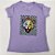 Camiseta Feminina T-Shirt Luxo Lilás com Acessórios Estampa Onça Rainha - Imagem 2