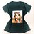 Camiseta Feminina T-Shirt Luxo Verde Militar com Acessórios Estampa Princesa - Imagem 1