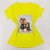Camiseta Feminina T-Shirt Luxo Amarela com Acessórios Estampa Cachorrinhos - Imagem 3
