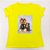 Camiseta Feminina T-Shirt Luxo Amarela com Acessórios Estampa Cachorrinhos - Imagem 1