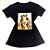 Camiseta Feminina T-Shirt Luxo Preta com Acessórios Estampa Princesa - Imagem 1